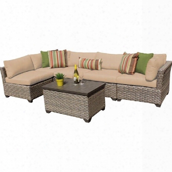 Tkc Monterey 6 Piece Outdoor Wicker Sofa Set In Wheat