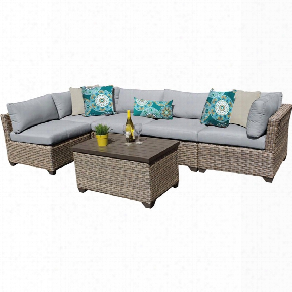 Tkc Monterey 6 Piece Patio Wicker Sectional Set In Gray