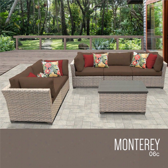 Tkc Monterey 6 Piece Patio Wicker Sofa Set In Brown