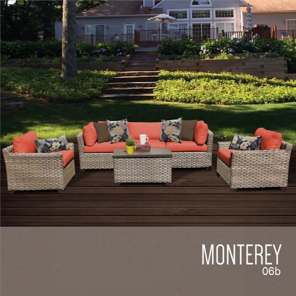 Tkc Monterey 6 Piece Patio Wicker Sofa Set In Orange