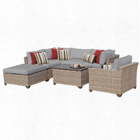 Tkc Monterey 7 Piece Patio Wicker Sofa Set In Gray