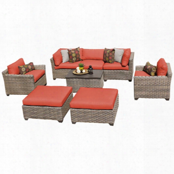 Tkc Monterey 8 Piece Patio Wicker Sofa Set In Orange