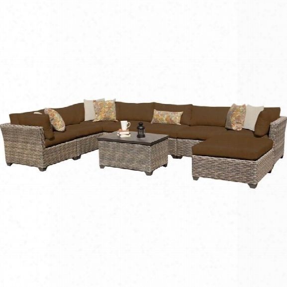 Tkc Monterey 9 Piece Outdoor Wicker Sofa Set In Cocoa