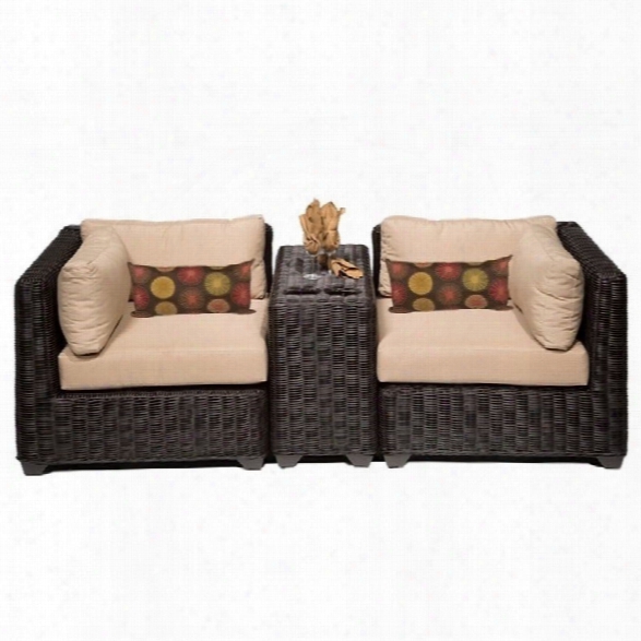 Tkc Venice 3 Piece Outdoor Wicker Sofa Set In Wheat