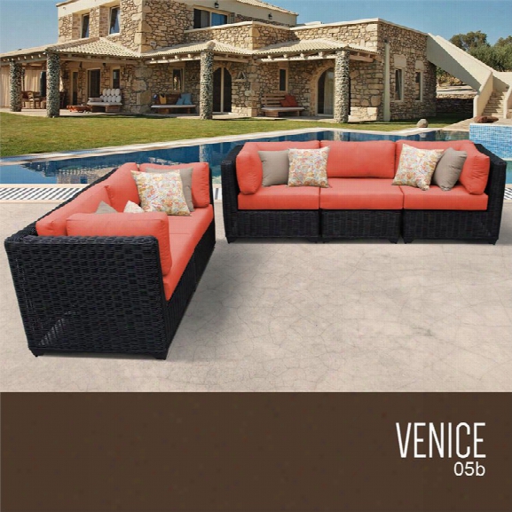 Tkc Venice 5 Piece Patio Wicker Sofa Set In Orange