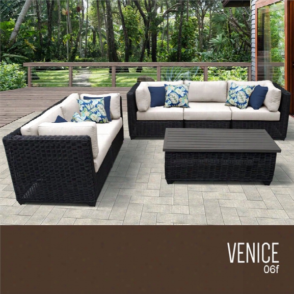 Tkc Venice 6 Piece Patio Wicker Sofa Set In Beige