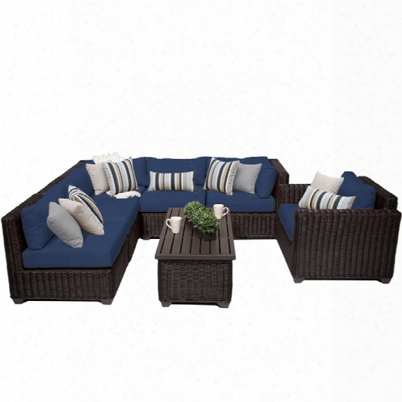 Tkc Venice 7 Piece Patio Wicker Sofa Set In Navy