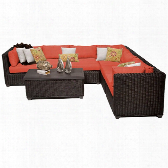 Tkc Venice 7 Piece Patio Wicker Sofa Set In Orange