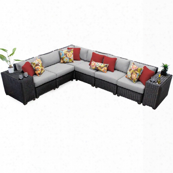 Tkc Venice 8 Piece Patio Wicker Sectional Set In Gray