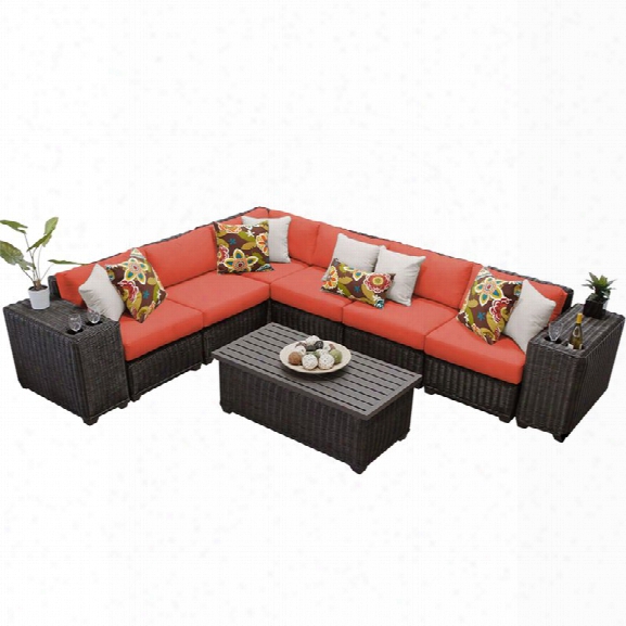 Tkc Venice 9 Piece Patio Wicker Sectional Set In Orange