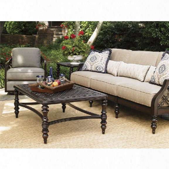 Tommy Bahama Black Sands 4 Piece Patio Sofa Set In Deep Umber