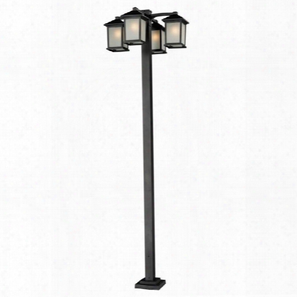 Z-lite Holbrook 4 Head Outdoor Post In Black