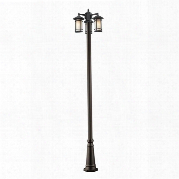 Z-lite Woodland 3 Light Outdoor Post Light In Oil Rubbed Bronze