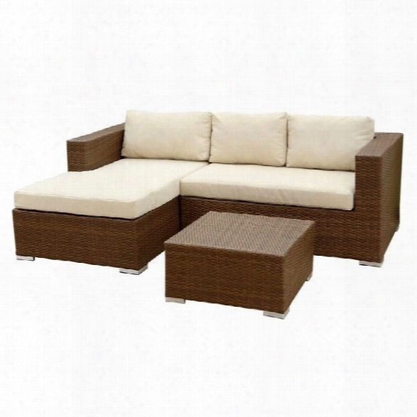 Abbyson Living Palermo Outdoor Wicker Sectional And Table Set In Brown