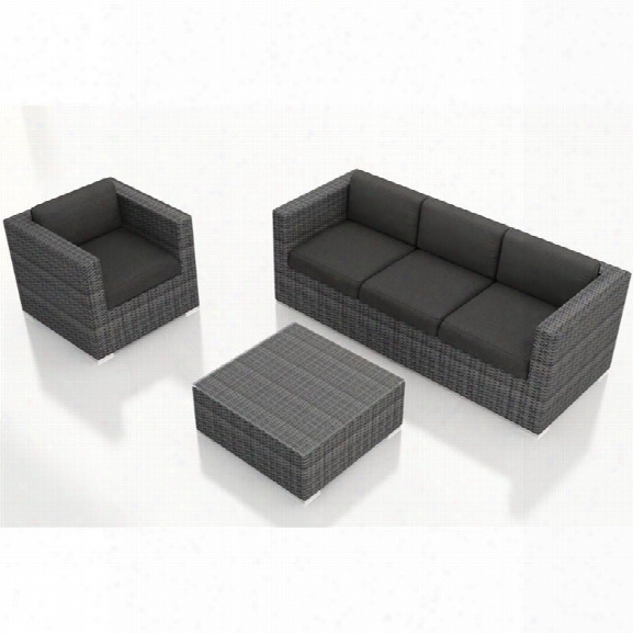 Harmonia Living District 3 Piece Patio Sofa Set In Canvas Charcoal