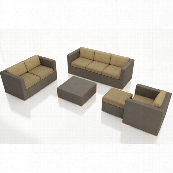 Harmonia Living Element 5 Piece Patio Sofa Set In Heather Beige