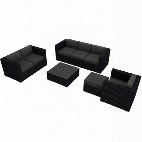 Harmonia Living Urbana 5 Piece Patio Sofa Set In Canvas Charcoal