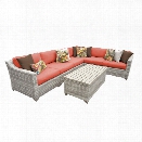 TKC Fairmont 7 Piece Patio Wicker Sectional Set in Orange