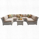 TKC Fairmont 7 Piece Patio Wicker Sectional Set in Wheat