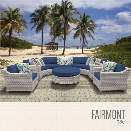 TKC Fairmont 8 Piece Patio Wicker Sofa Set in Navy