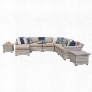 TKC Fairmont 9 Piece Patio Wicker Sectional Set in Wheat