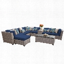 TKC Florence 10 Piece Patio Wicker Sectional Set in Navy