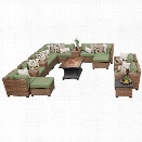 TKC Laguna 17 Piece Patio Wicker Sofa Set in Green