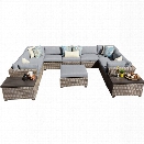 TKC Monterey 12 Piece Patio Wicker Sectional Set in Gray