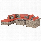 TKC Monterey 7 Piece Patio Wicker Sofa Set in Orange