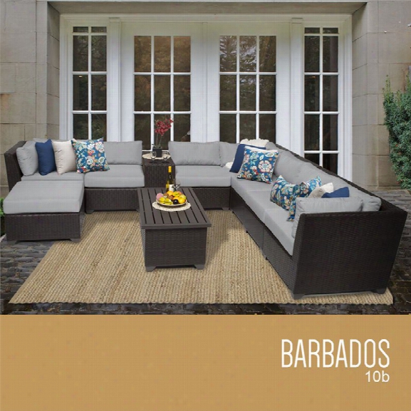 Tkc Barbados 10 Piece Patio Wicker Sectional Set In Gray