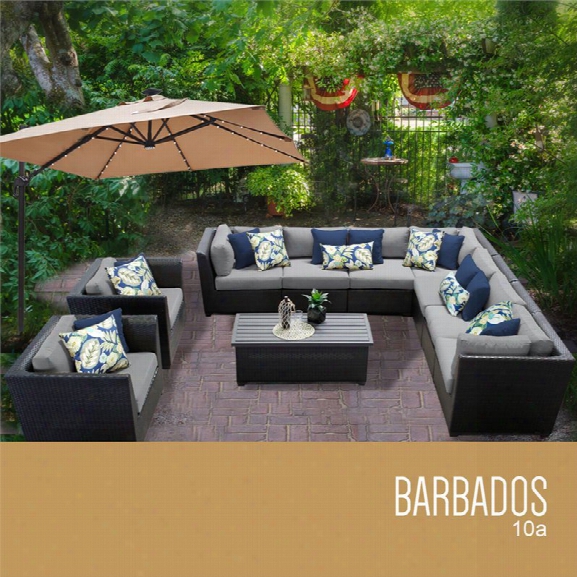 Tkc Barbados 10 Piece Patio Wicker Sofa Set In Gray