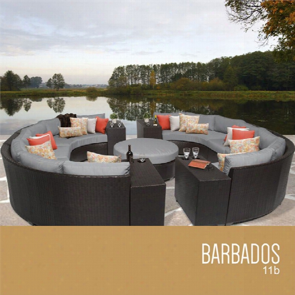 Tkc Barbados 11 Piece Patio Wicker Sectional Set In Gray