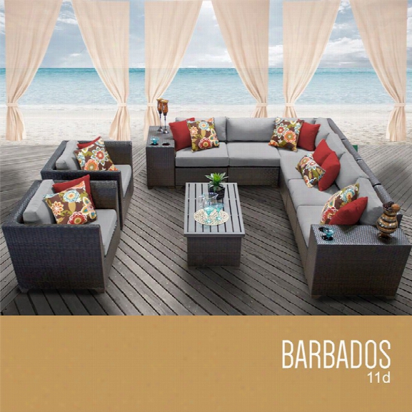 Tkc Barbados 11 Piece Patio Wicker Sofa Set In Gray