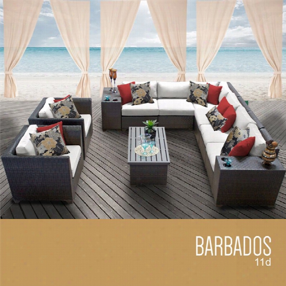 Tkc Barbados 11 Piece Patio Wicker Sofa Set In White