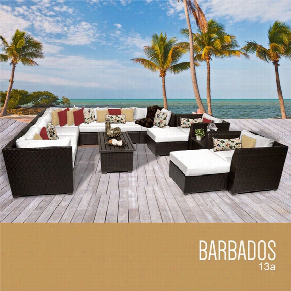 Tkc Barbados 13 Piece Patio Wicker Sofa Set In White