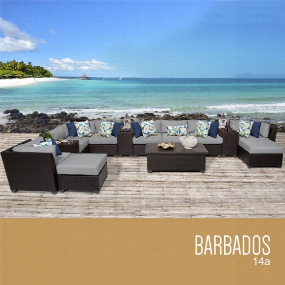 Tkc Barbados 14 Piece Patio Wicker Sofa Set In Gray