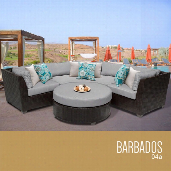 Tkc Barbados 4 Piece Patio Wicker Sectional Set In Gray