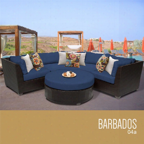 Tkc Barbados 4 Piece Patio Wicker Sectional Set In Navy