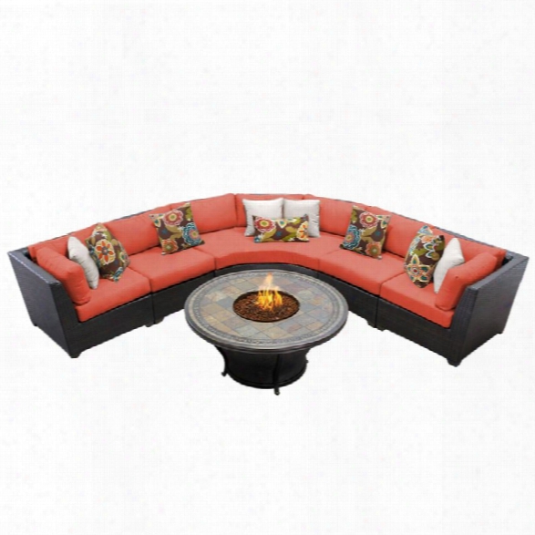 Tkc Barbados 6 Piece Patio Wicker Sectional Set In Orange