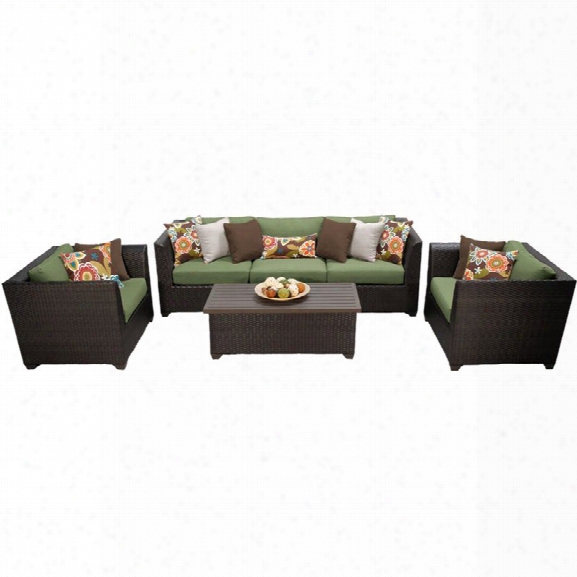 Tkc Barbados 6 Piece Patio Wicker Sofa Set In Green