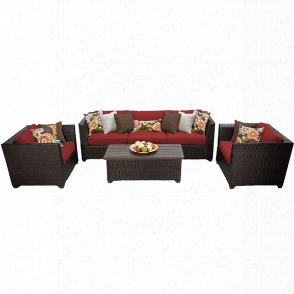 Tkc Barbados 6 Piece Patio Wicker Sofa Set In Red