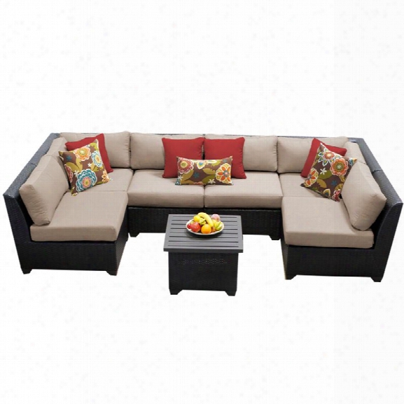 Tkc Barbados 7 Piece Patio Wicker Sectional Set