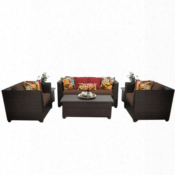 Tkc Barbados 7 Piece Patio Wicker Sofa Set In Dark Brown