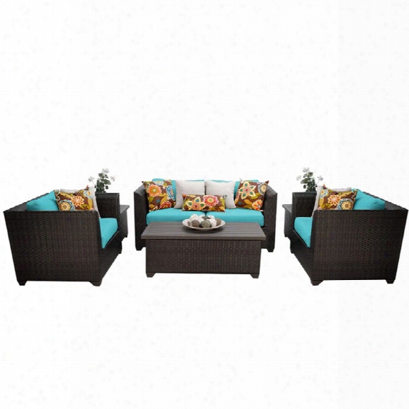 Tkc Barbados 7 Piece Patio Wicker Sofa Set In Turquoise