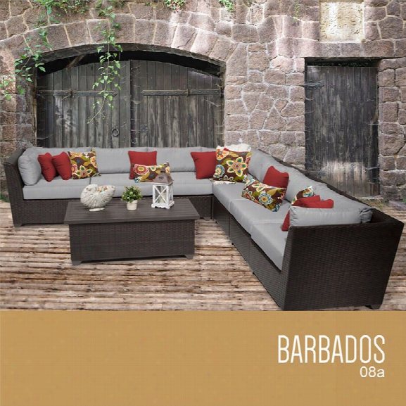 Tkc Barbados 8 Piece Patio Wicker Sectional Set In Gray