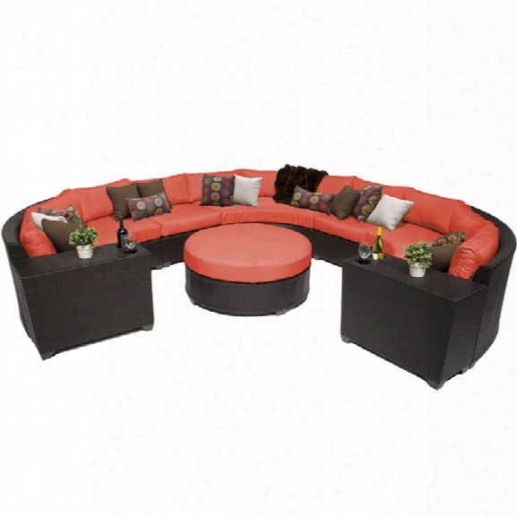 Tkc Barbados 8 Piece Patio Wicker Sectional Set In Orange