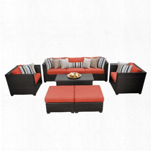 Tkc Barbados 8 Piece Patio Wicker Sofa Set In Orange