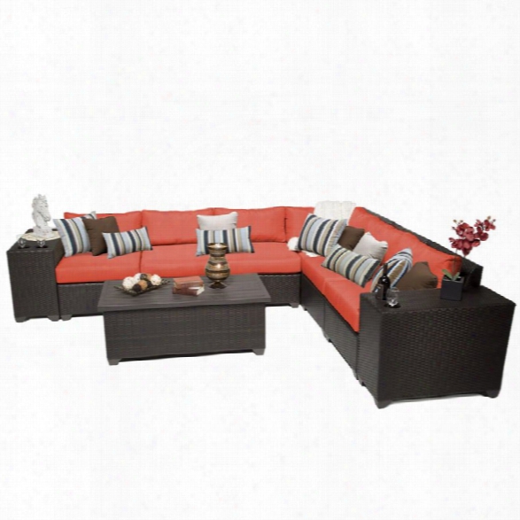 Tkc Barbados 9 Piece Patio Wicker Sectional Set In Orange