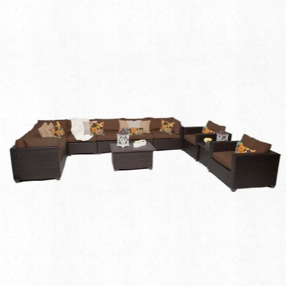 Tkc Belle 11 Piece Outdoor Wicker Sofa Set In Cocoa