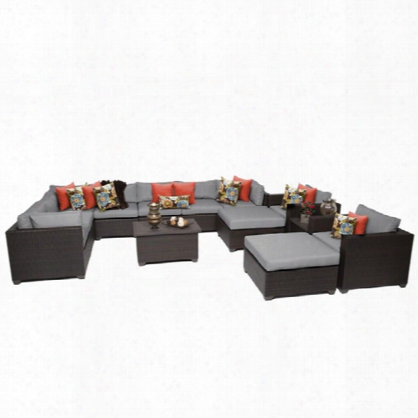 Tkc Belle 13 Piece Patio Wicker Sofa Set In Gray